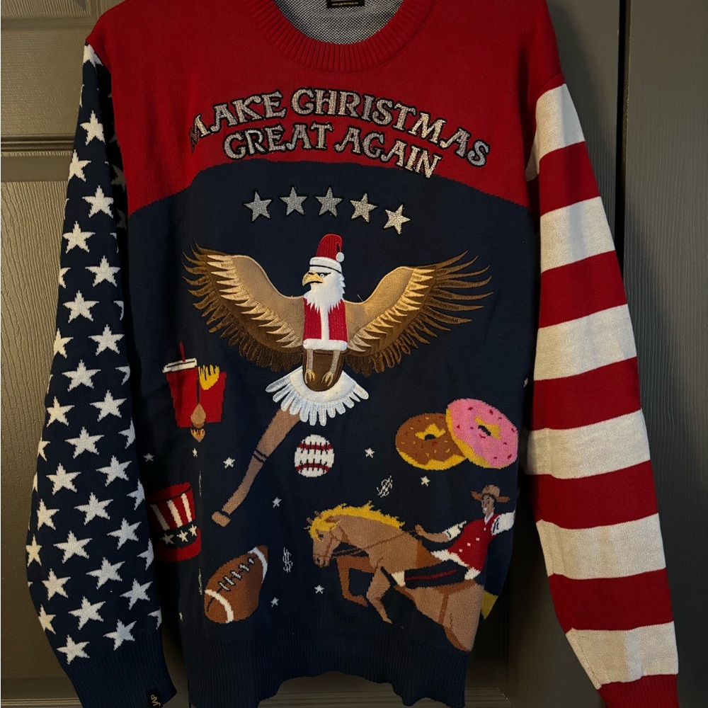 MAGA Trump Ugly Christmas Sweater - Red, Blue, White